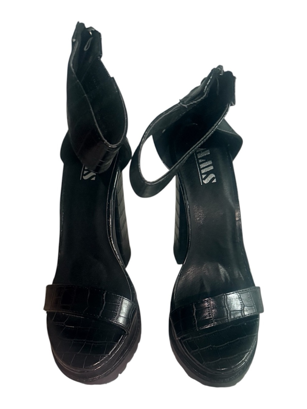 Women's Black Ankle-Strap Platform Heels